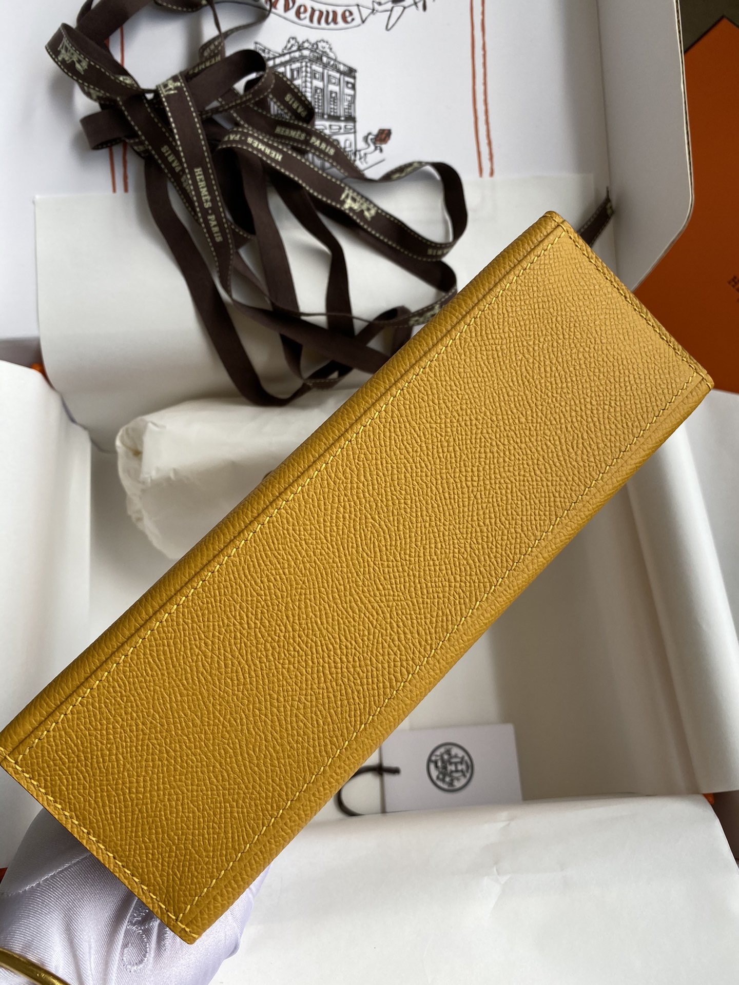 Hermes Mini Kelly Pochette 22cm Bag In Yellow Omber Epsom Leather